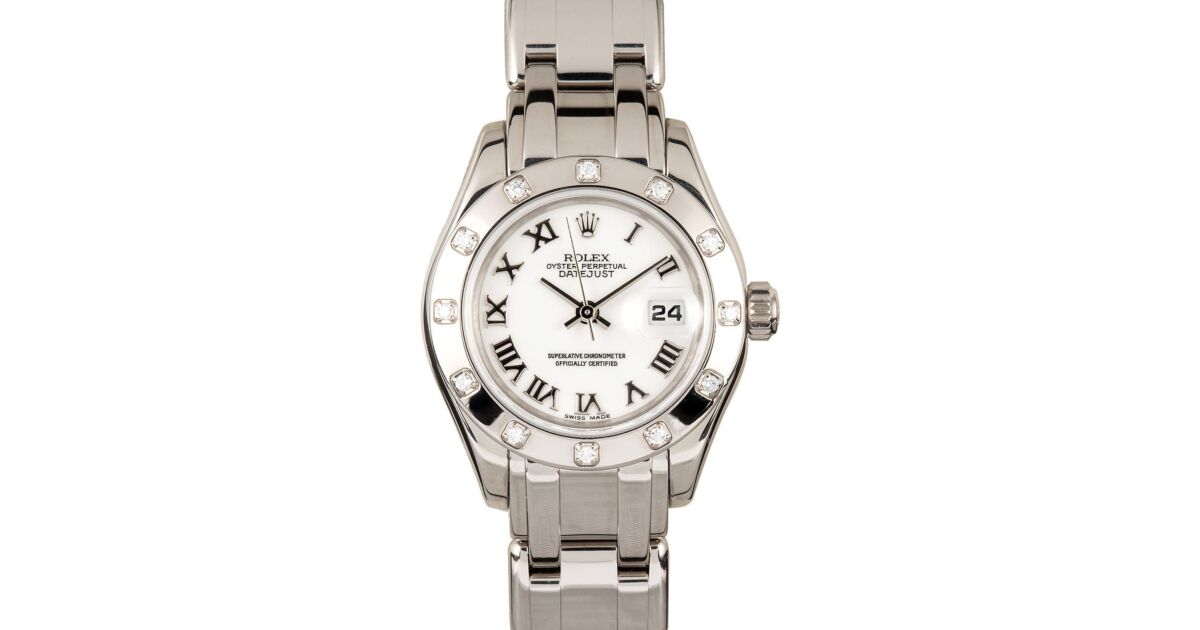 Rolex Datejust Pearlmaster 29 80319 White Roman Diamond Set White