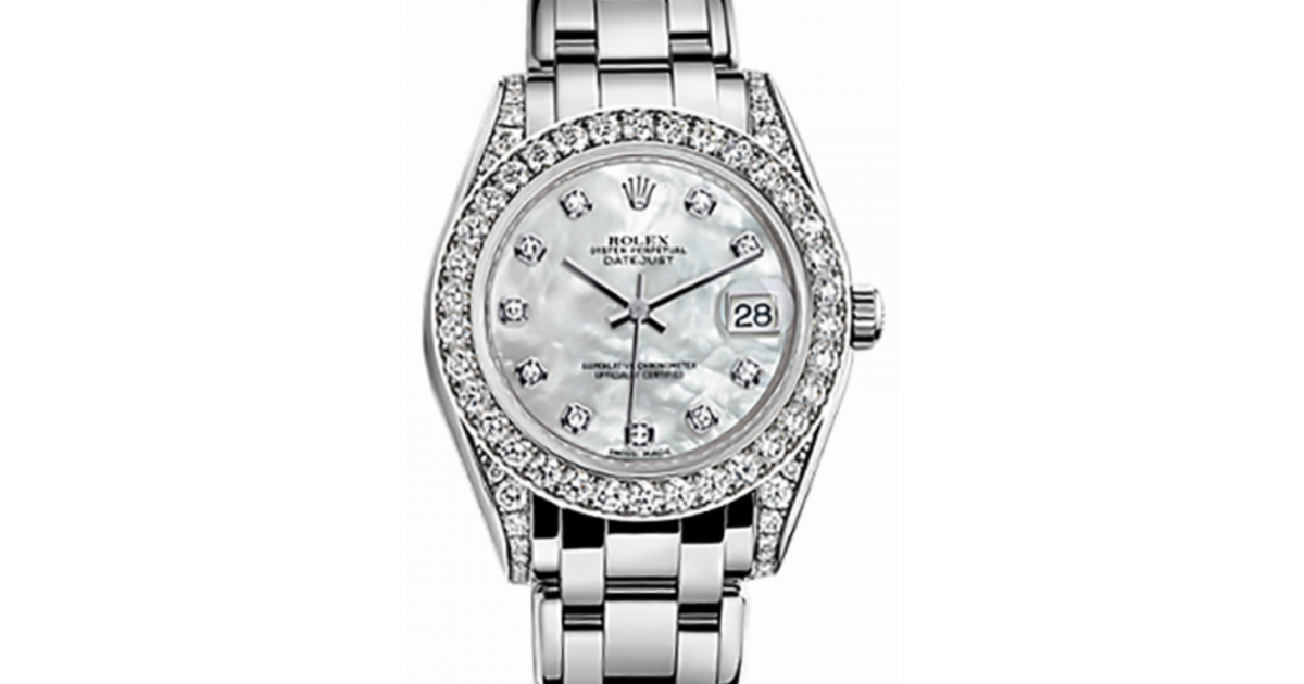 Rolex Pearlmaster 34 81159 White Mother of Pearl Roman Diamond Set