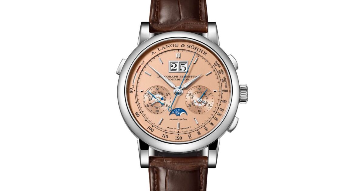 A Lange Sohne Saxonia Datograph Perpetual Tourbillon White Gold