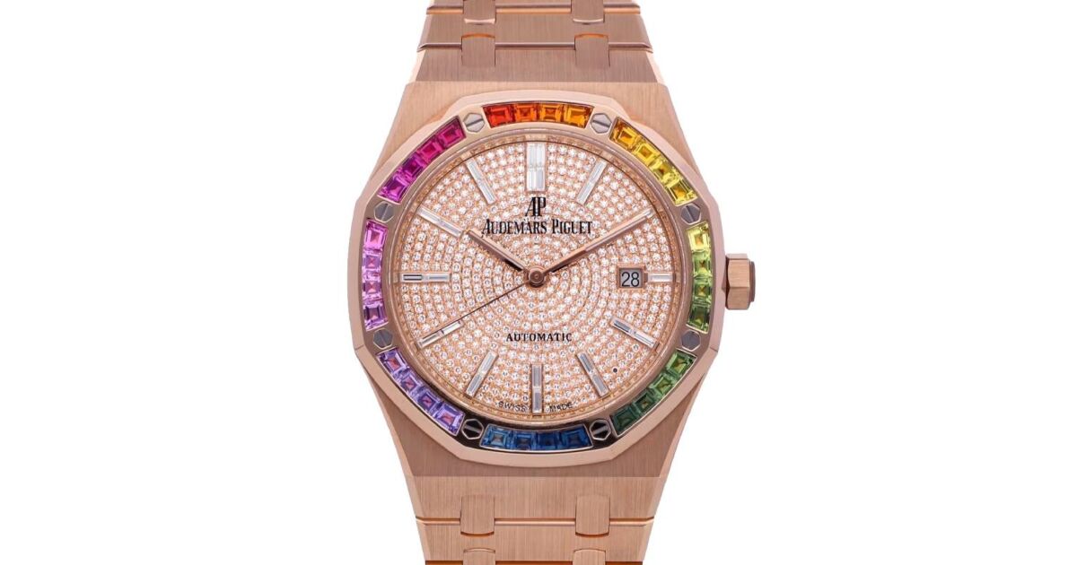 Audemars Piguet Royal Oak Pink Rose Gold/Rainbow Sapphires Diamond