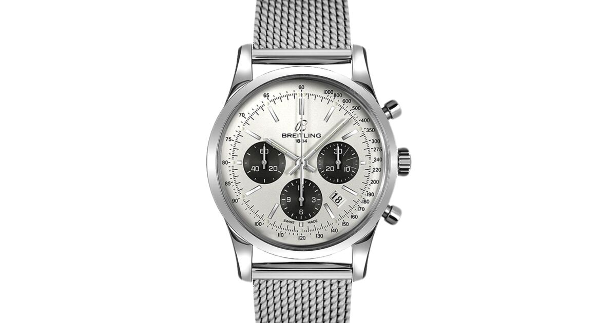 Breitling Transocean Chronograph Steel 43mm Silver Dial & Bracelet