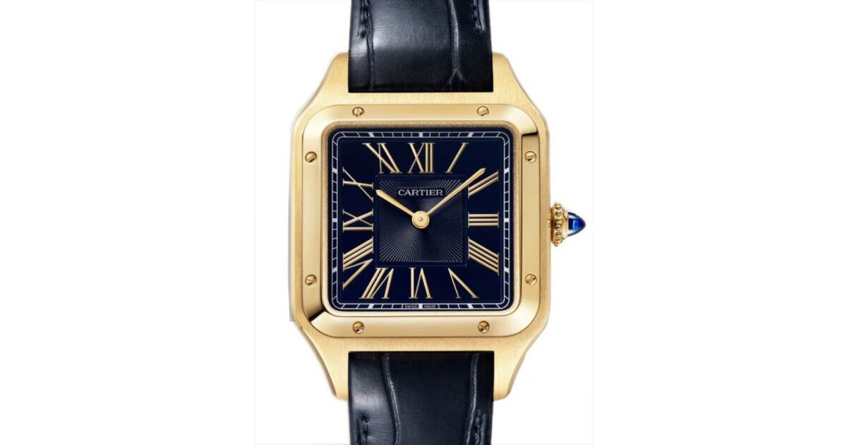 Cartier Santos de Cartier Large Quartz Yellow Gold Blue Dial
