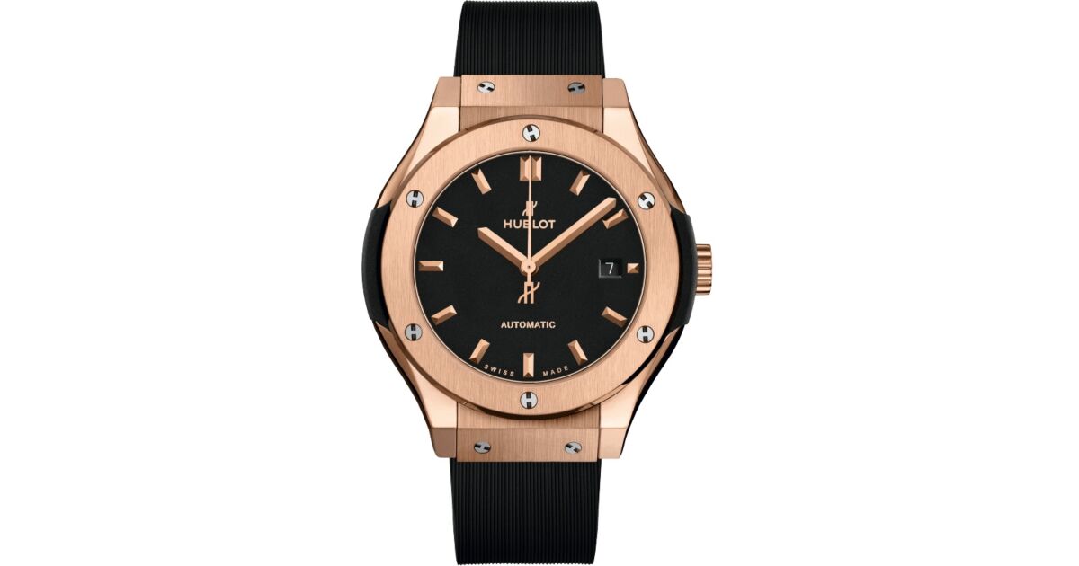 Hublot Classic Fusion 582.OX.1180.RX Black Index Rose Gold Leather