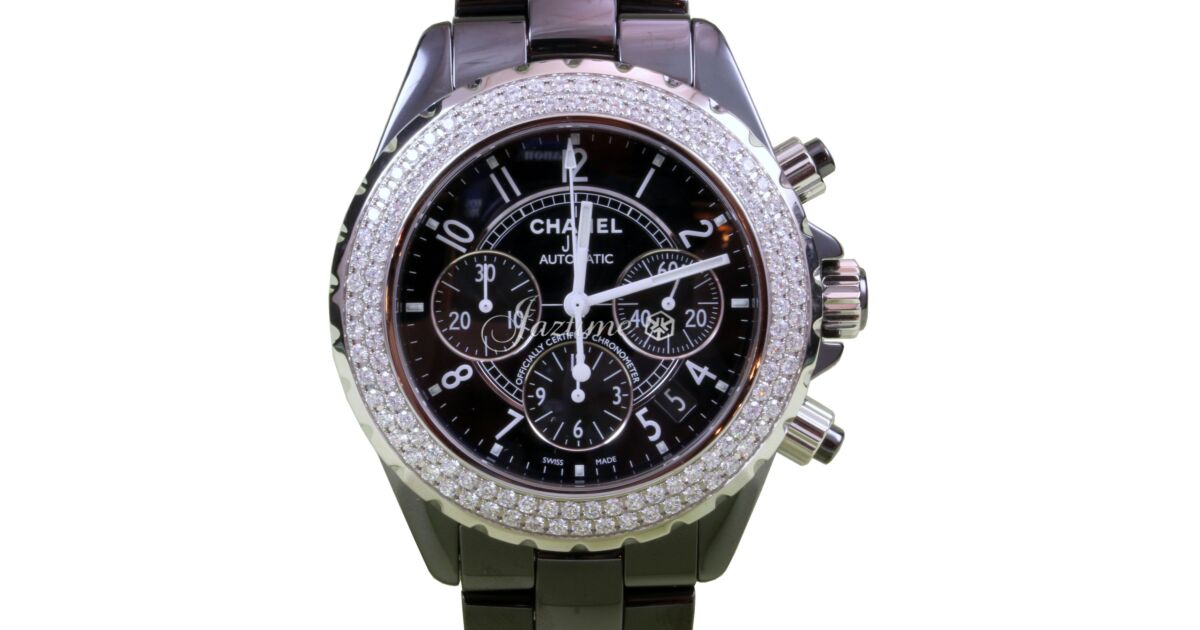 Chanel J12 H1009 Black Ceramic Diamond Chronograph 41mm Automatic