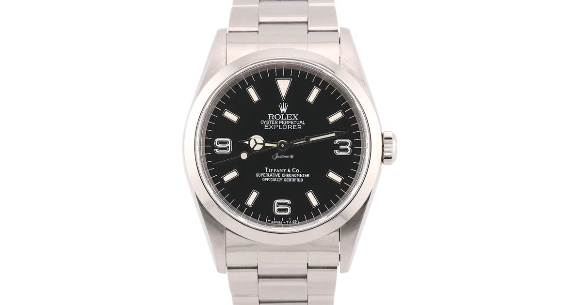 Rolex Explorer I Tiffany& Co. 36mm Steel Oyster Black Dial 14270
