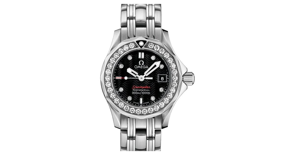 Omega Two-Tone Ladies Diamond Bezel Watch with Black Dial Omega Speedmaster, 38mm two-tone case with diamond bezel  main image 4