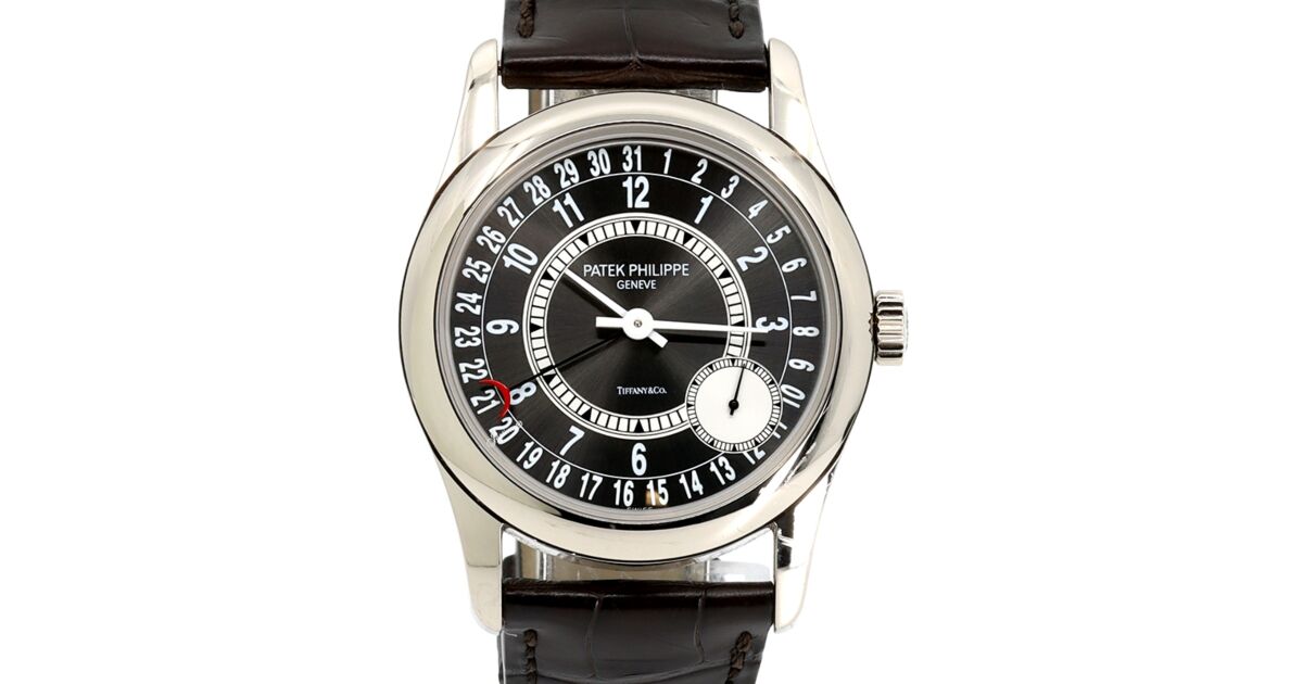 PATEK PHILIPPE カラトラバ 6000G-001 その2 Patek Philippe Calatrava White Gold 37mm Black Tiffany & Co Dial