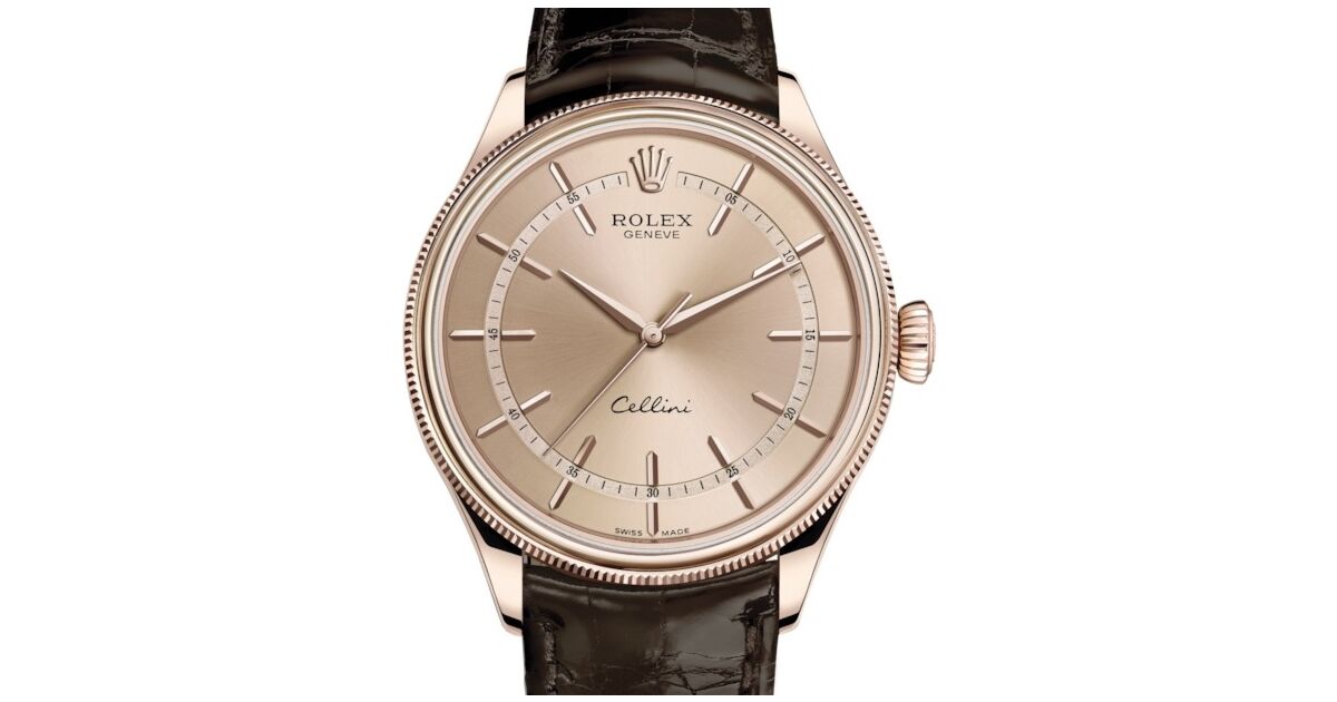 Rolex Cellini Time Rose Gold Pink Index Dial Domed & Fluted Double