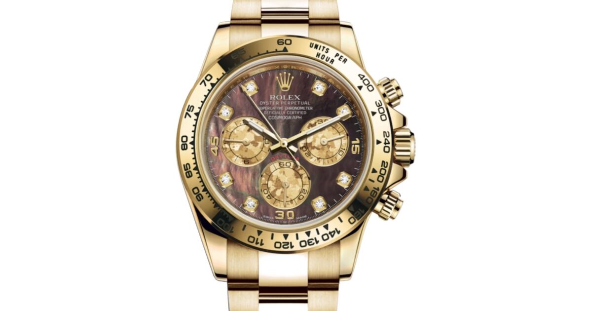 Rolex Daytona Yellow Gold Dark Mother of Pearl Diamond Dial Oyster