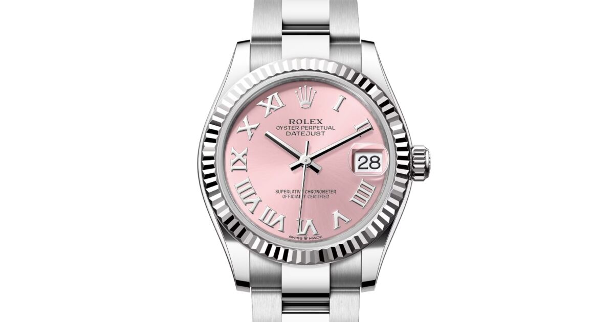 Rolex Datejust 31 White Gold/Steel Pink Roman Dial & Fluted Bezel