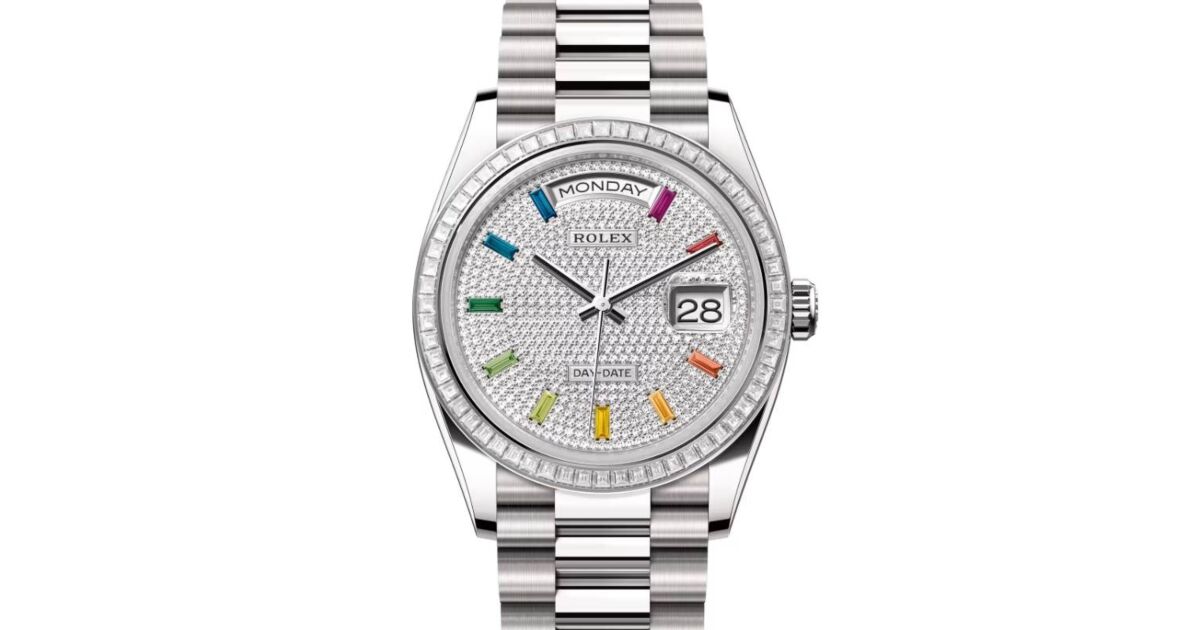 ⭐️値下げ　LxryhanesLH-559　245/35/20 Rolex Day-Date 36 President White Gold Diamond Paved Rainbow