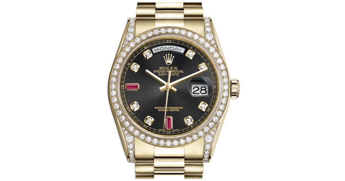 Rolex Day-Date 36 118388-GLDDDP Champagne Jubilee Dial Diamond Set