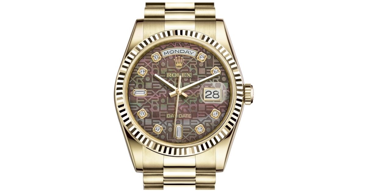 Rolex Day-Date 36 Yellow Gold Black Mother of Pearl Jubilee