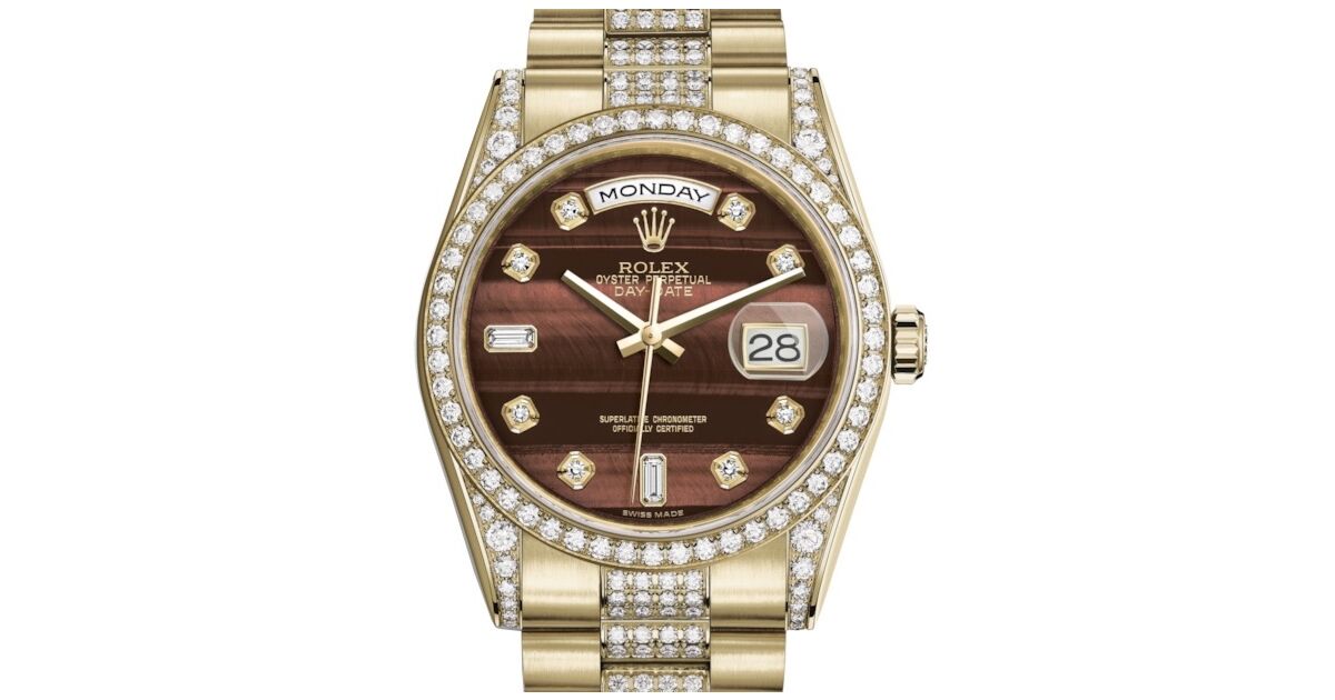 Rolex Day-Date 36 Yellow Gold Bull's Eye Diamond Dial & Diamond