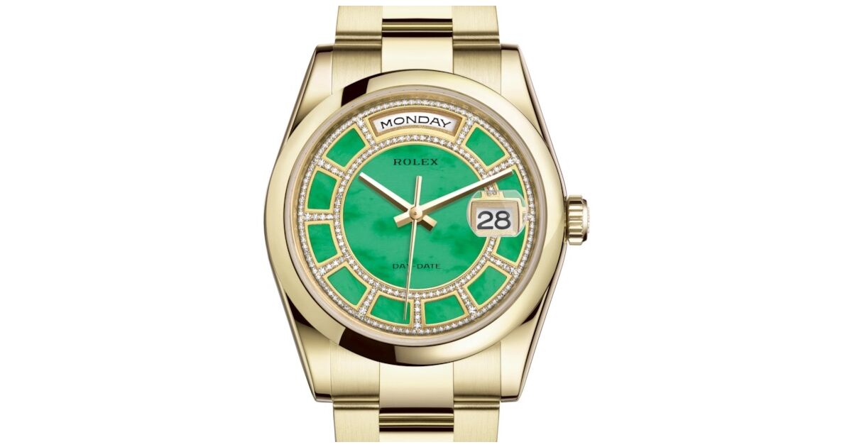 Rolex Day-Date 36 Yellow Gold Carousel of Green Jade Diamond Dial