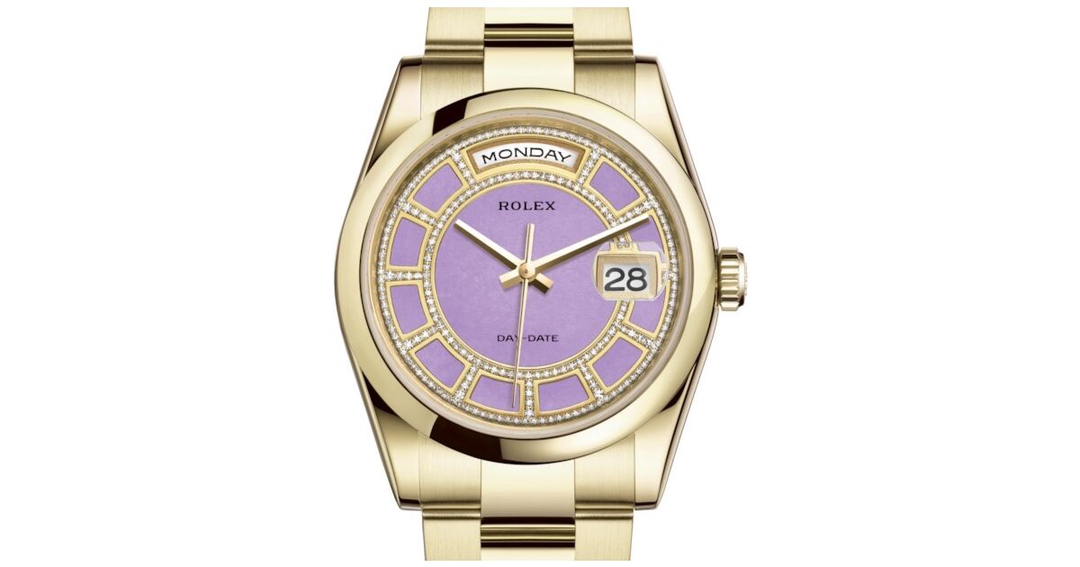 Rolex Day-Date 36 Yellow Gold Carousel of Lavender Jade Diamond