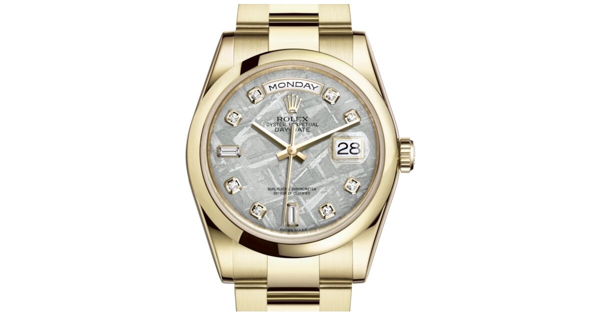 セレスタイト　スフィア Rolex Day-Date 36 Yellow Gold Meteorite Diamond Dial & Smooth