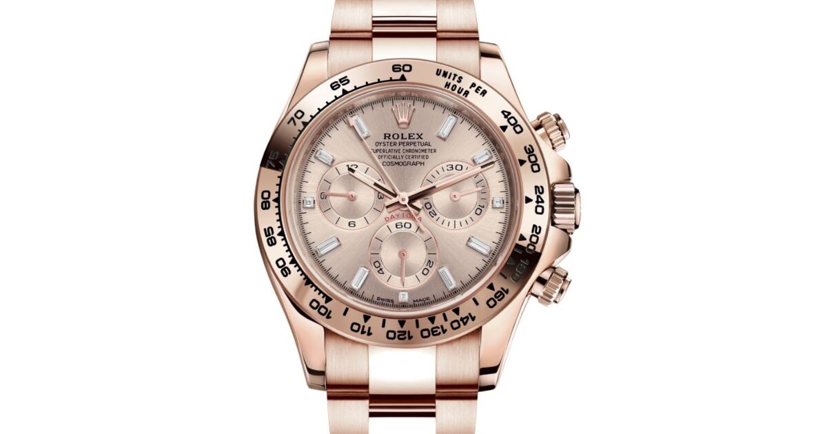 Rolex Daytona Rose Gold Sundust Diamond Baguette Dial Oyster