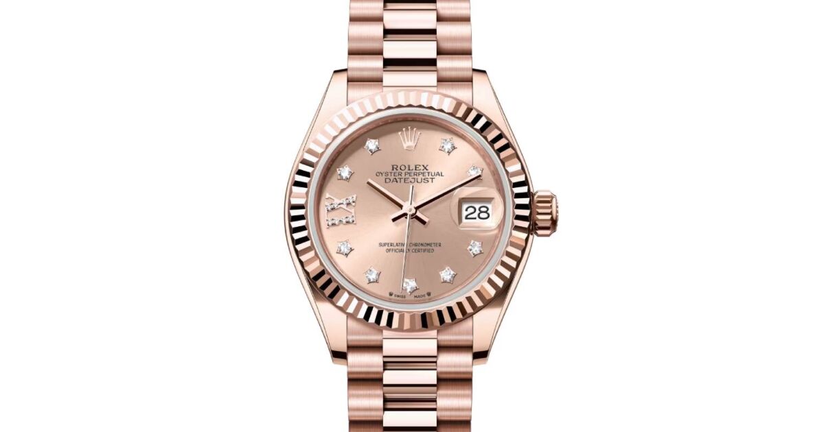 Rolex Lady Datejust 28 Rose Gold Rose Diamond IX Dial & Fluted
