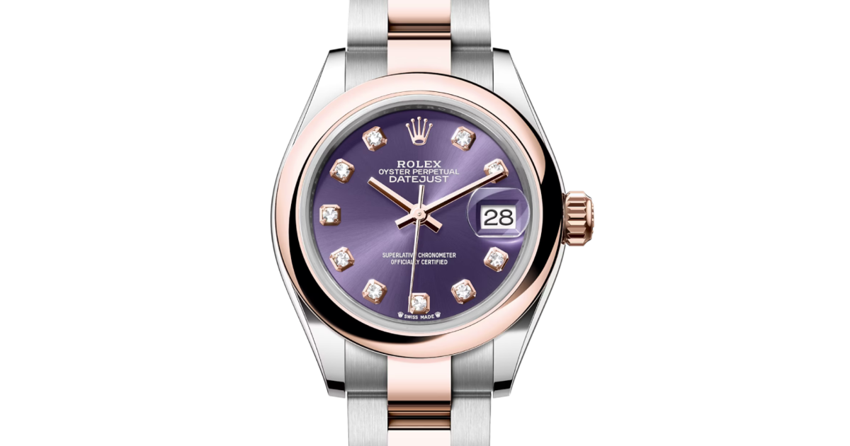 Rolex Datejust 28 279161 Aubergine Diamond Domed Bezel Rose Gold