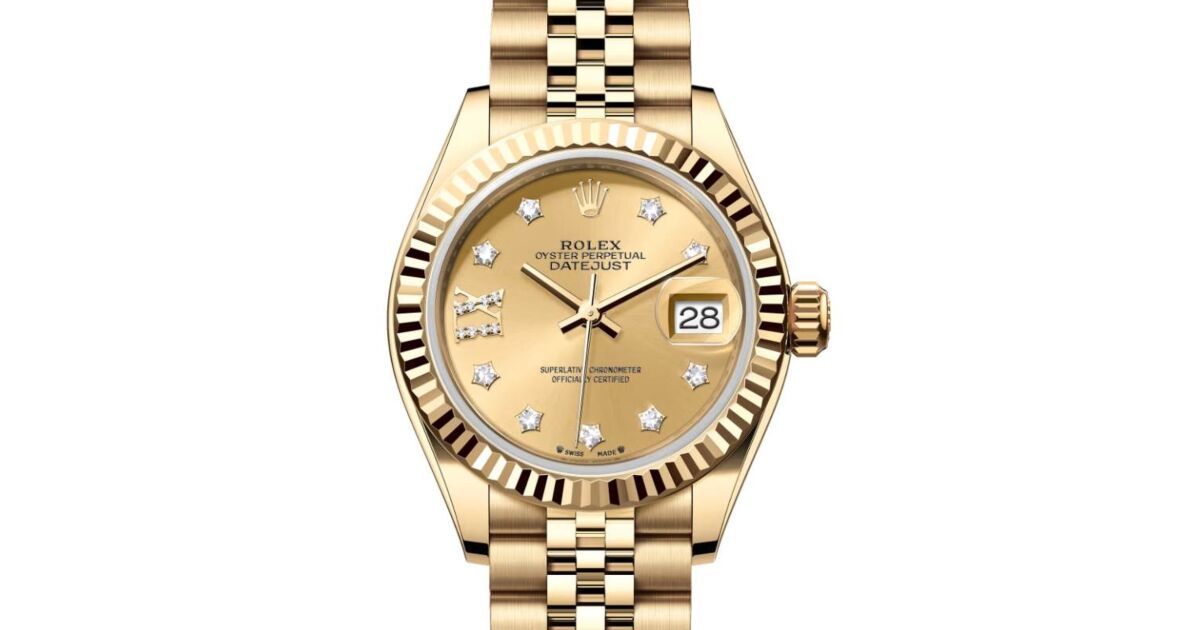 Rolex Datejust 28 279178 Champagne Diamond Roman 9 o' Clock Fluted