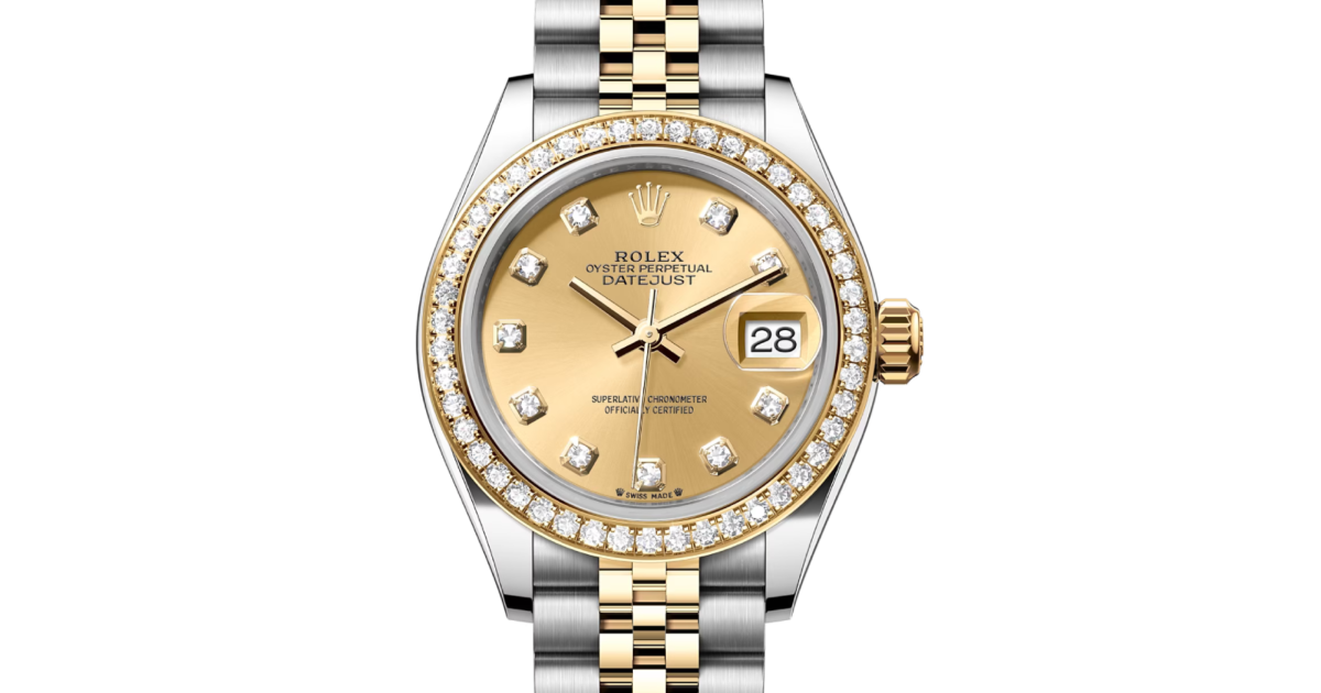 Rolex Lady Datejust 28 Yellow Gold/Steel Champagne Diamond Dial
