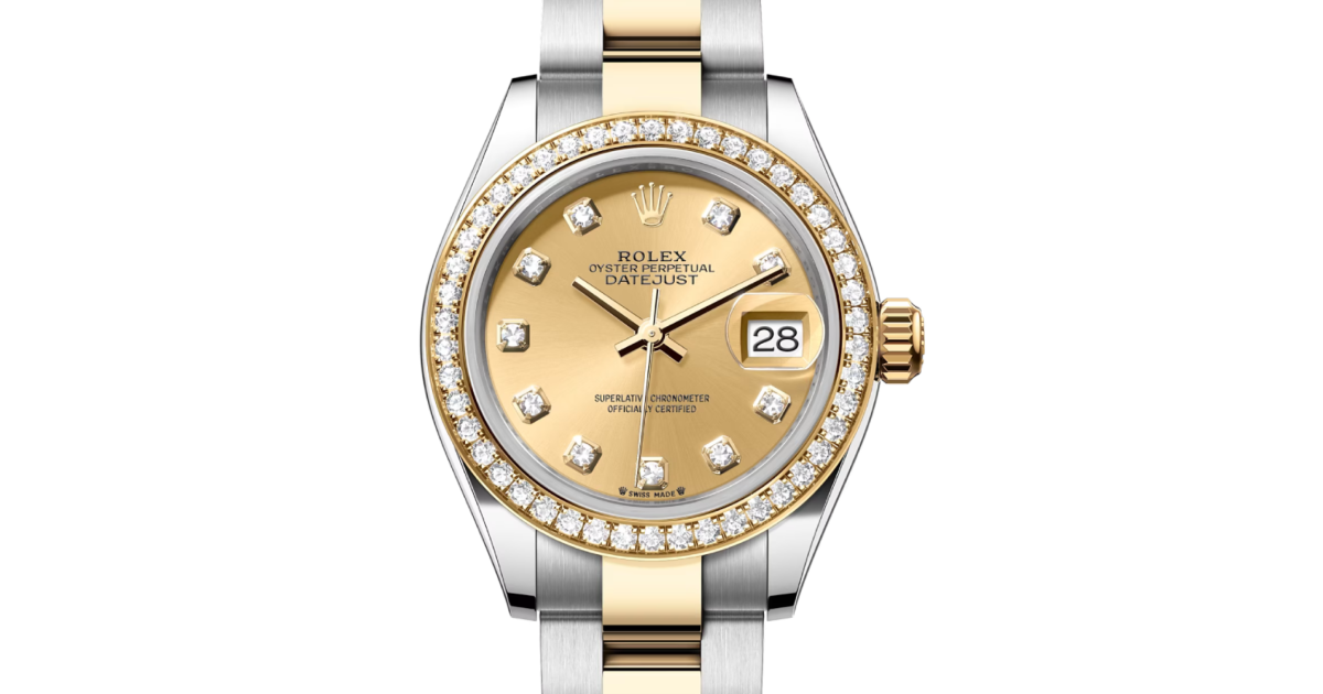Rolex Lady Datejust 28 Yellow Gold/Steel Champagne Diamond Dial