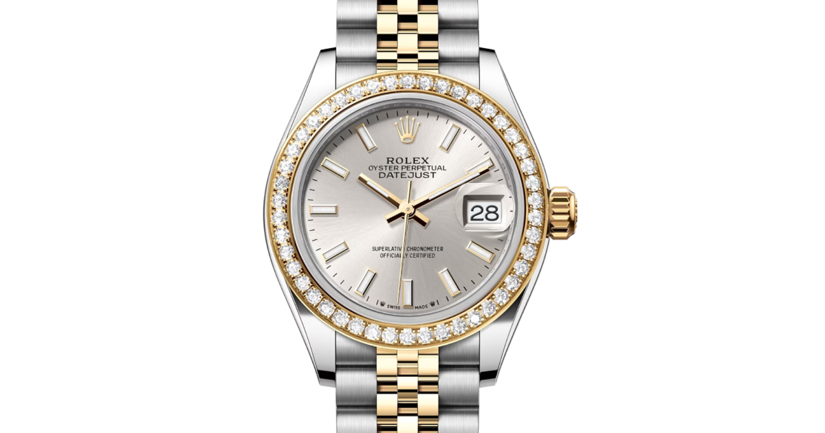 Rolex Lady Datejust 28 Yellow Gold/Steel Silver Index Dial