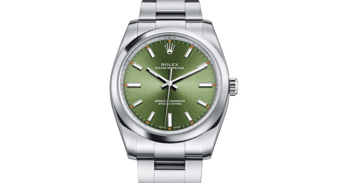 Rolex Oyster Perpetual 34 Stainless Steel Olive Green Index Dial