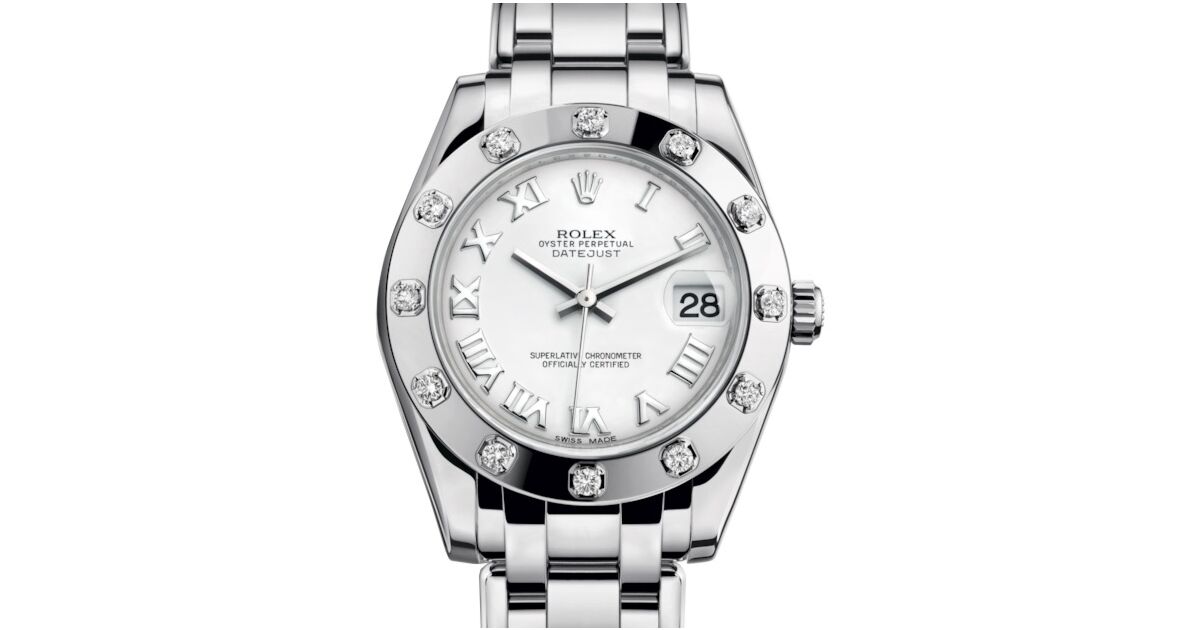 Rolex Pearlmaster 34 81319 White Roman White Gold Bezel Set with