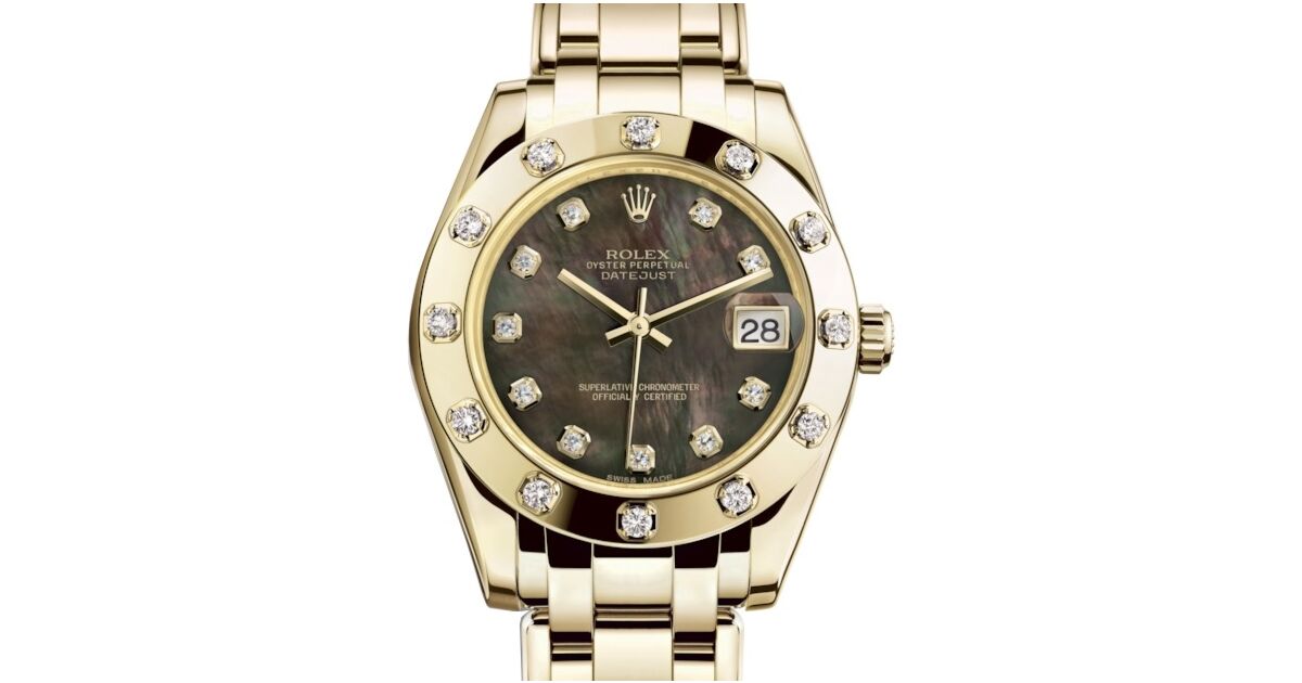 Rolex Pearlmaster 34 81318 Steel Roman Yellow Gold Bezel Set with