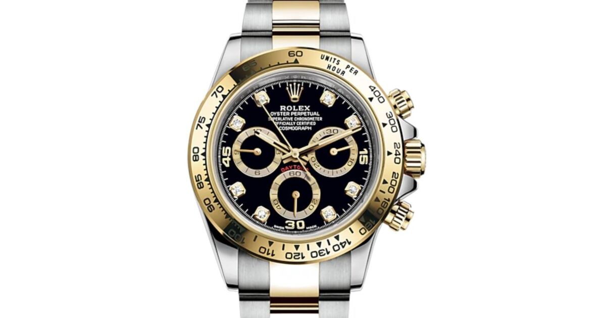 Rolex Daytona Yellow Gold/Steel Black Diamond Dial Oyster Bracelet