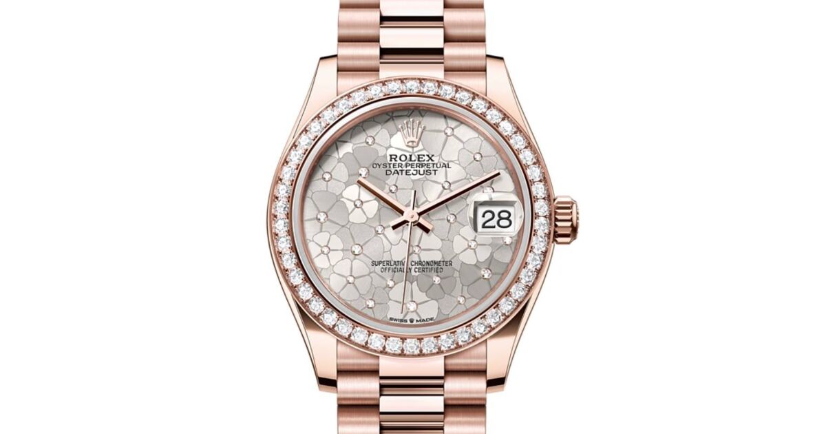 Rolex Datejust 31 Rose Gold Silver Floral Motif Dial & Diamond