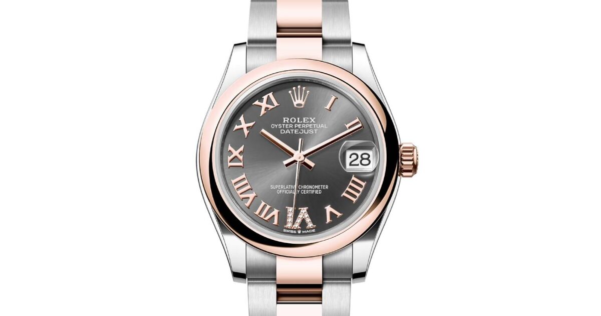 Rolex Datejust 31 Rose Gold/Steel Slate Roman Dial & Smooth Domed