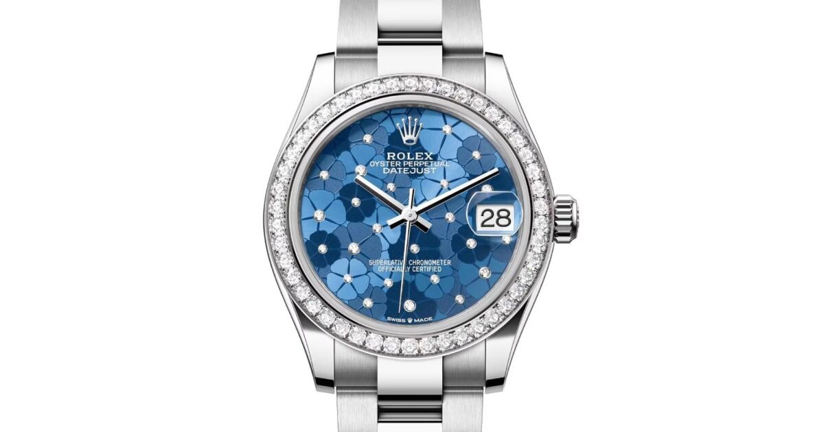 Rolex Datejust 31 White Gold/Steel Azzurro Blue Floral Motif
