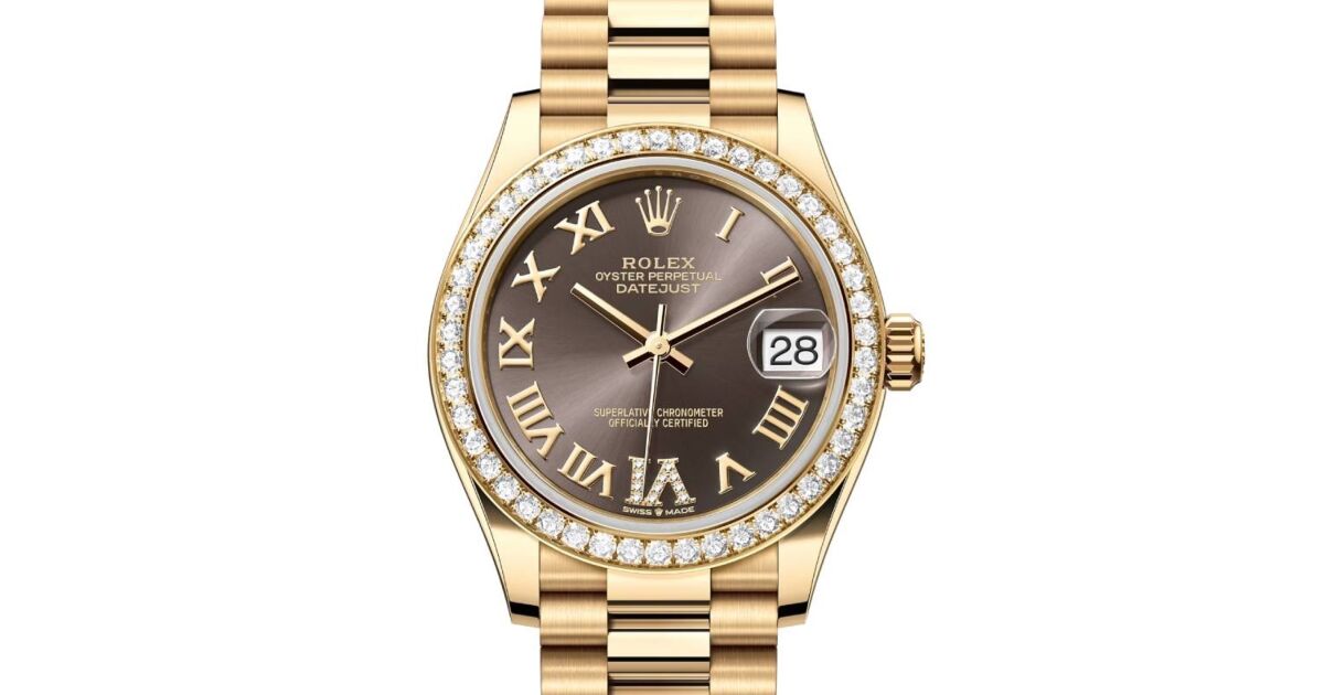 Rolex Datejust 31 Yellow Gold Dark Grey Roman Dial & Diamond Bezel
