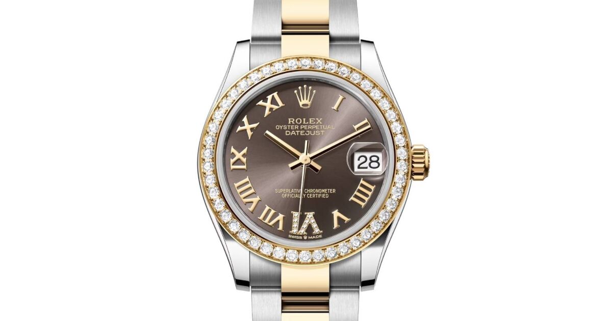Rolex Datejust 31 Yellow Gold/Steel Dark Grey Roman Dial & Diamond