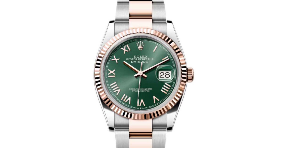 Rolex Datejust 36 Rose Gold/Steel Mint Green Roman Dial & Fluted