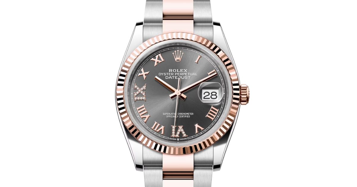 Rolex Datejust 36 Rose Gold/Steel Slate Roman Diamond VIIX Dial