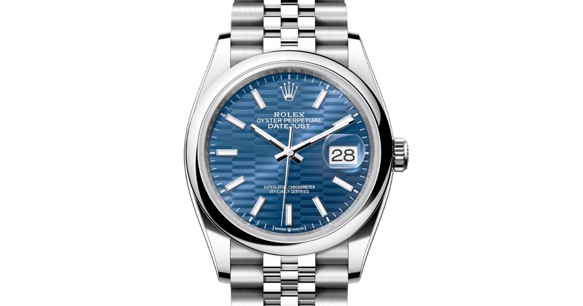 Rolex Datejust 36 Stainless Steel Bright Blue Fluted Motif Index