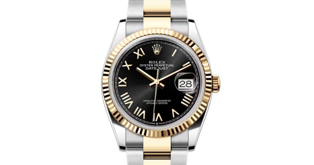 Rolex Datejust 36 Yellow Gold/Steel Bright Black Roman Dial