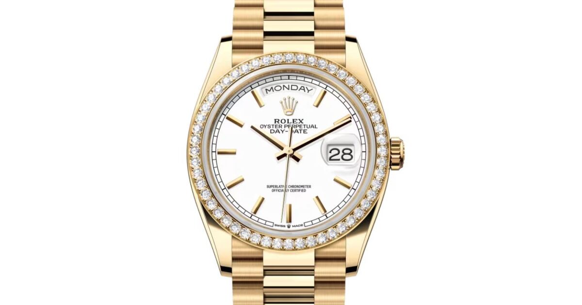 Rolex Day-Date 36 President Yellow Gold White Index Dial Diamond