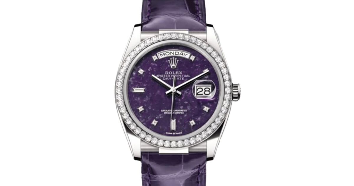 Rolex Day-Date 36 White Gold Purple Dark Crystallized Lepidolite