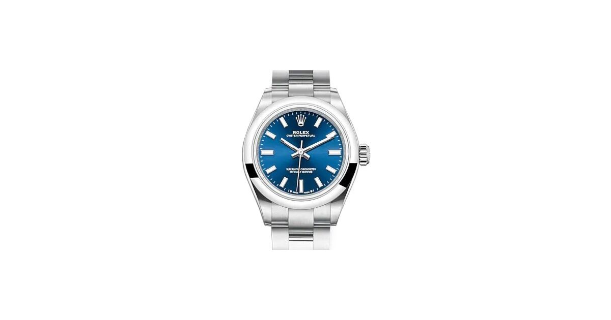 Rolex Oyster Perpetual 28 Stainless Steel Blue Index Dial & Smooth