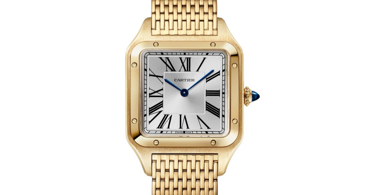Santos-Dumont Large Yellow Gold Silver Dial WGSA0122