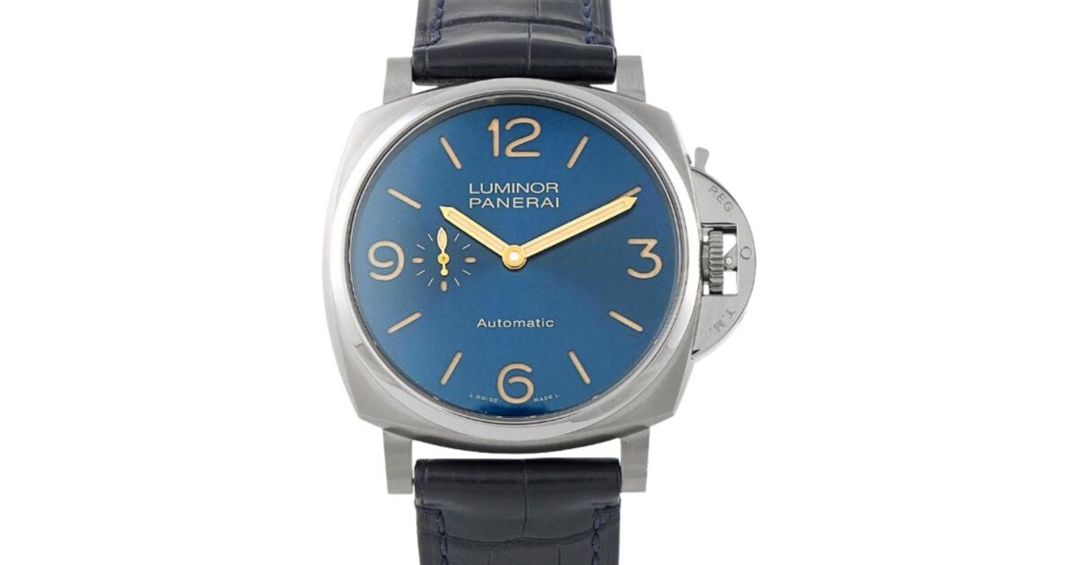 Panerai Luminor Due Titanium 45mm Blue Dial Leather Strap PAM00729