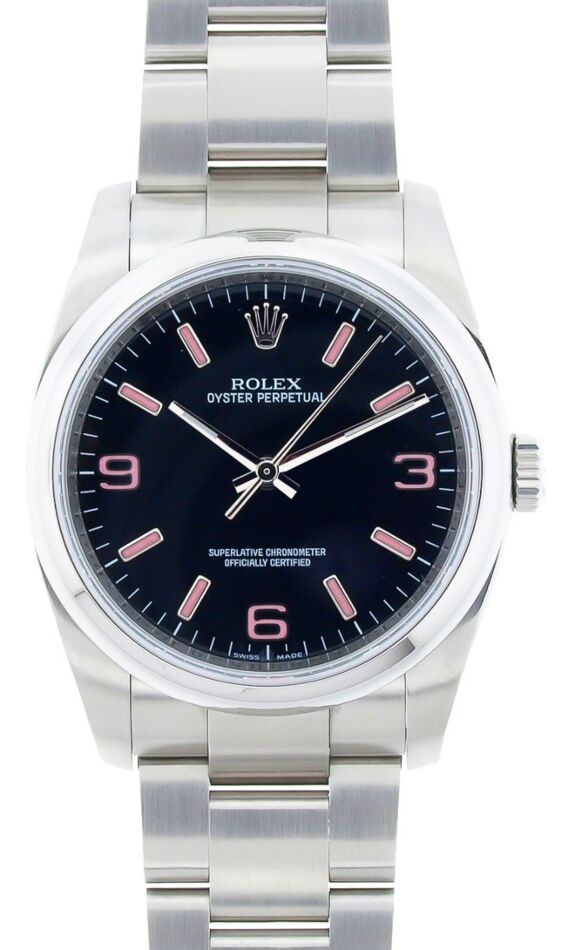 Rolex Oyster Perpetual 36 Stainless Steel Black Arabic Index Dial Smooth Bezel Oyster Bracelet 116000 BRAND NEW