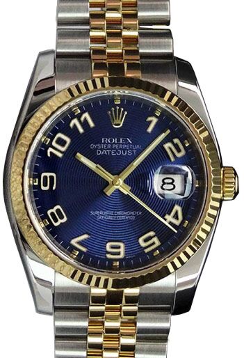 Rolex Datejust 36 116233 BLCAFJ Blue Concentric Arabic Fluted Yellow Gold Stainless Steel Jubilee BRAND NEW