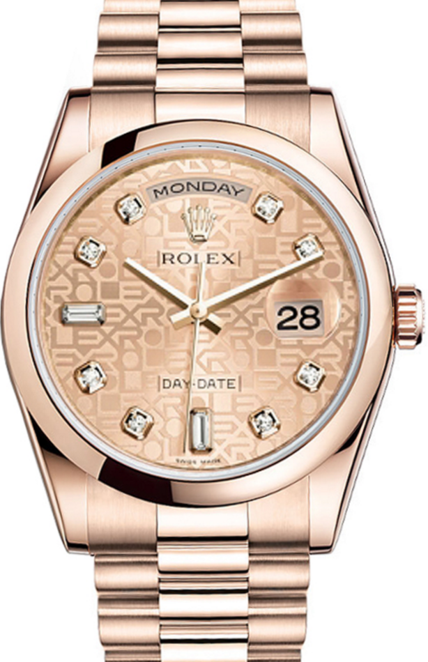 Rolex Day Date 36 118205 GLJDDP Champagne Jubilee Dial Diamond Rose Gold President BRAND NEW