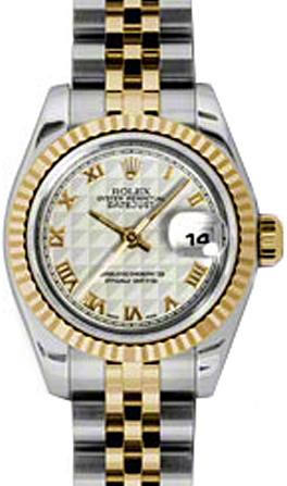 Rolex Lady Datejust 26 179173 IVRPRJ Ivory Pyramid Roman Fluted Yellow Gold Stainless Steel Jubilee BRAND NEW